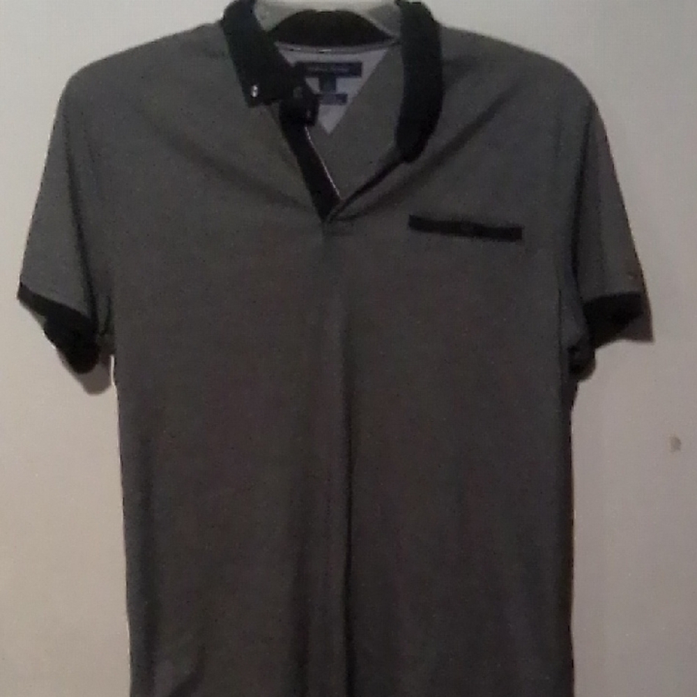 Tommy Hilfiger Gray and Black Polo Shirt